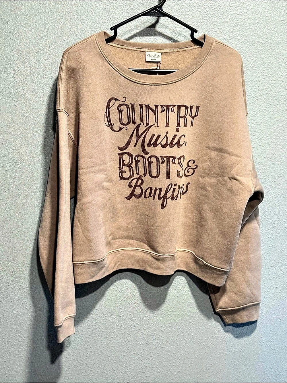 The Well Graphic Cropped Sweatshirt in Brown Size Medium NWT
